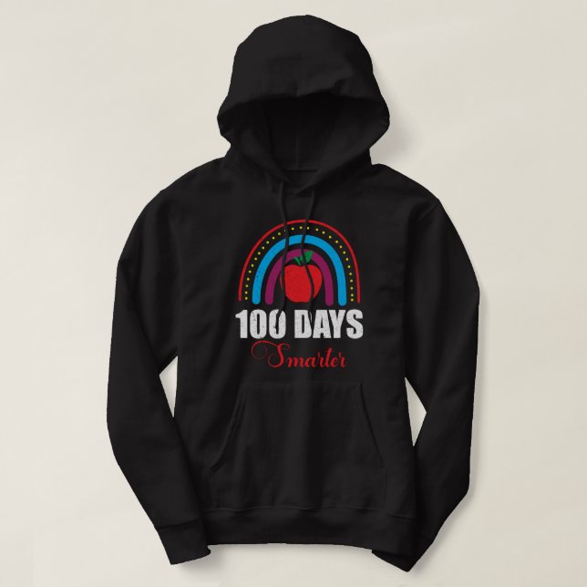 100 dagar Smarter Rainbow Funny 100 skoldag Hoodie (Design framsida)
