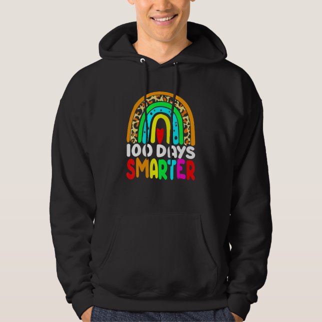 100 dagar Smarter Rainbow Leopard 100 Scho-dagen Hoodie (Framsida)