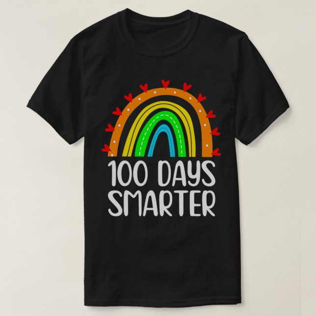 100 dagar Smarter Rainbow Teacher Student 100 Dag T Shirt (Design framsida)