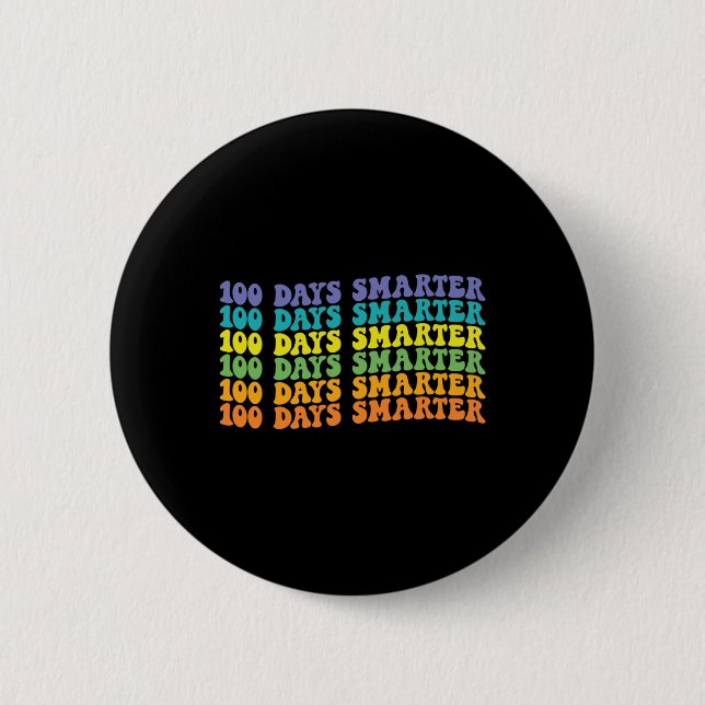 100 dagar Smarter Retro Groovy Lycklig 100 dagar i Knapp (Framsida)
