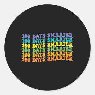 100 dagar Smarter Retro Groovy Lycklig 100 dagar i Runt Klistermärke