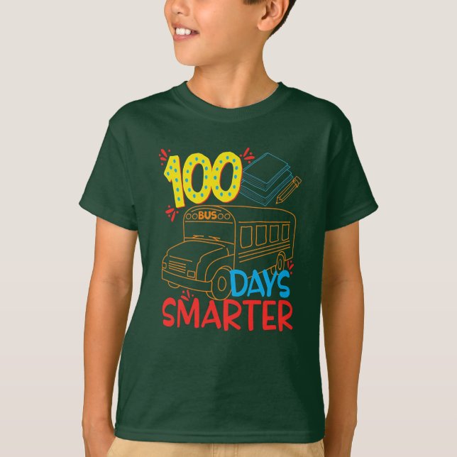 100 DAGAR SMARTER SCHOOL BUSS T-Shirt (Framsida)