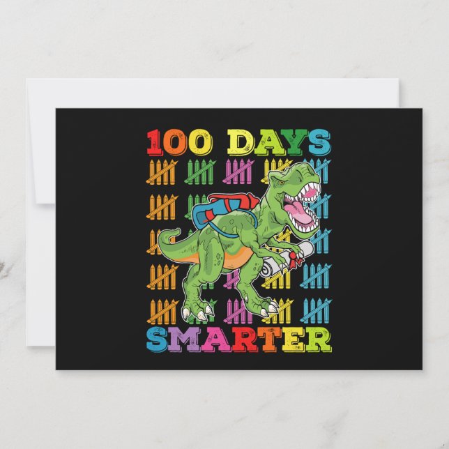100 dagar Smarter T Rex Dinosaur 100-dagarsskola Inbjudningar (Framsida)