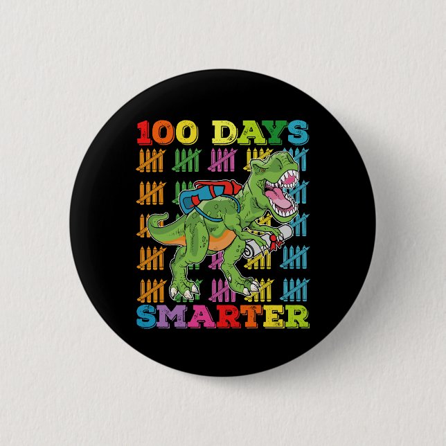 100 dagar Smarter T Rex Dinosaur 100-dagarsskola Knapp (Framsida)