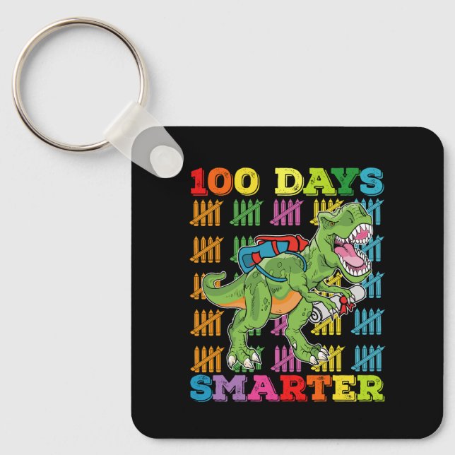 100 dagar Smarter T Rex Dinosaur 100-dagarsskola Nyckelring (Framsida)