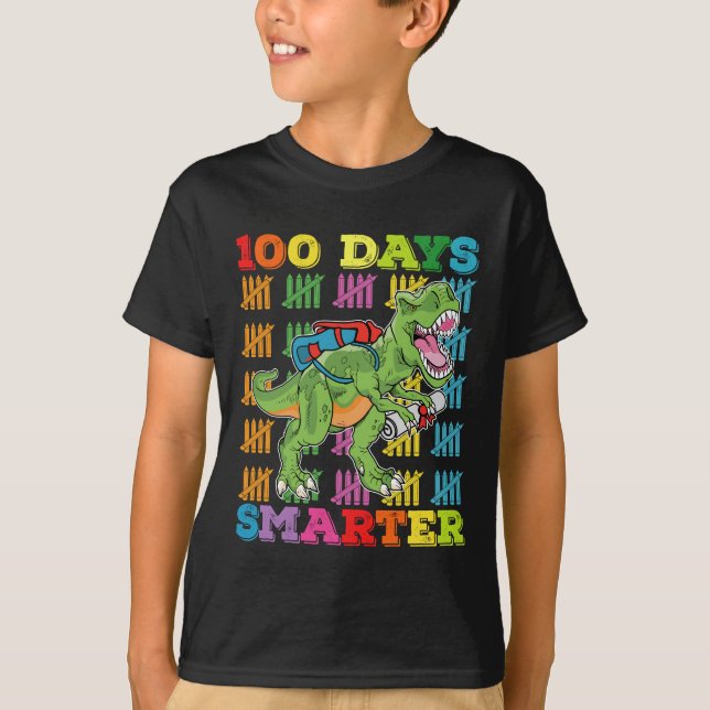 100 dagar Smarter T Rex Dinosaur 100-dagarsskola T Shirt (Framsida)