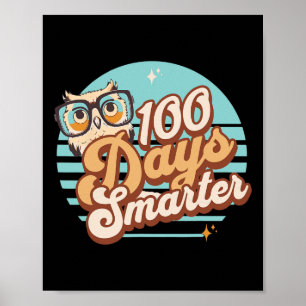 100 dagar Smarter Uggla Retro Teacher Kids 100 dag Poster