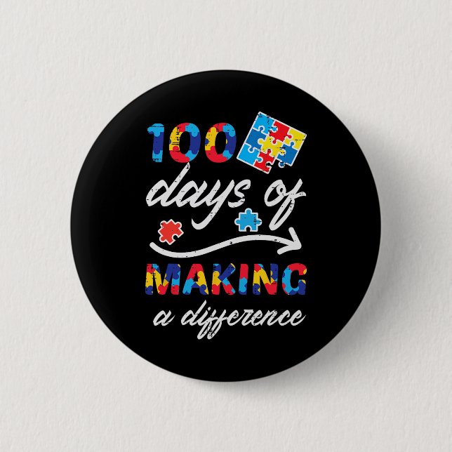 100 dagar som gör skillnad Autism Pussel 100:e dag Knapp (Framsida)