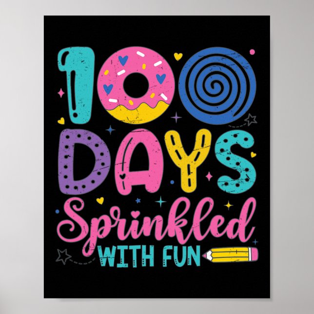 100 dagar sprinklad med Roligt 100:e Sch-dagen Poster (Framsidan)
