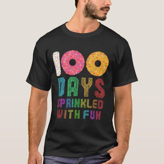100 dagar sprinklad med Roligt 100 skoldag T Shirt (Framsida)