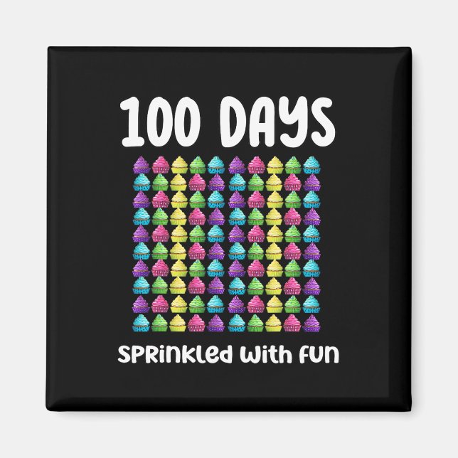 100 dagar Sprinklad med Roligt cupaka Firande Sc Magnet (Framsidan)
