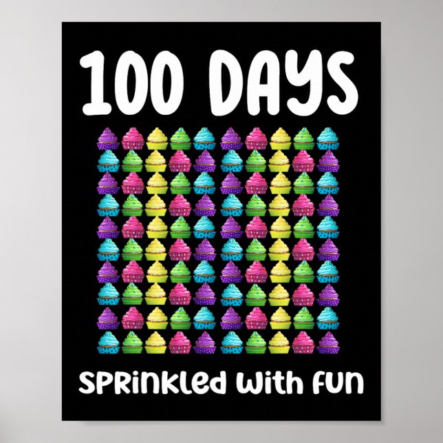 100 dagar Sprinklad med Roligt cupaka Firande Sc Poster (Framsidan)