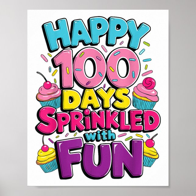 100 dagar Sprinklad med Roligt Cupkaka 100 dagar Poster (Framsidan)