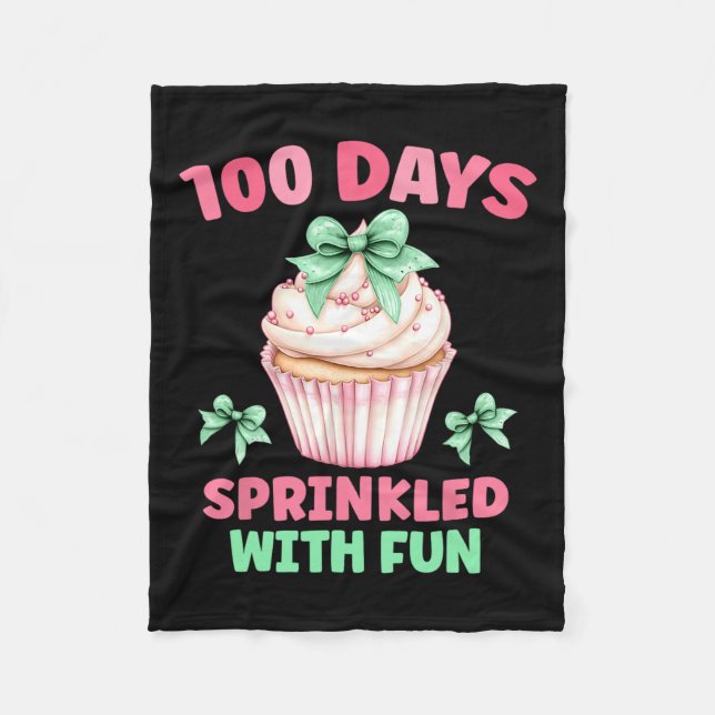 100 dagar Sprinklad med Roligt Cupkaka 100:e dagen Fleecefilt (Framsidan)
