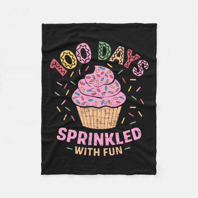 100 dagar Sprinklad med Roligt Cupkaka 100:e dagen Fleecefilt (Framsidan)