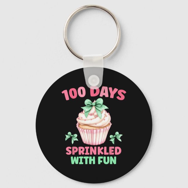 100 dagar Sprinklad med Roligt Cupkaka 100:e dagen Nyckelring (Framsida)