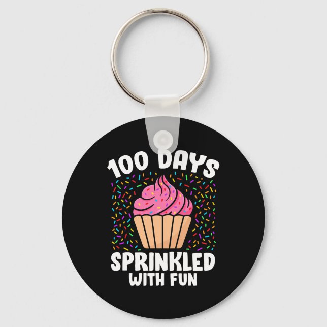 100 dagar Sprinklad med Roligt Cupkaka 100:e dagen Nyckelring (Framsida)