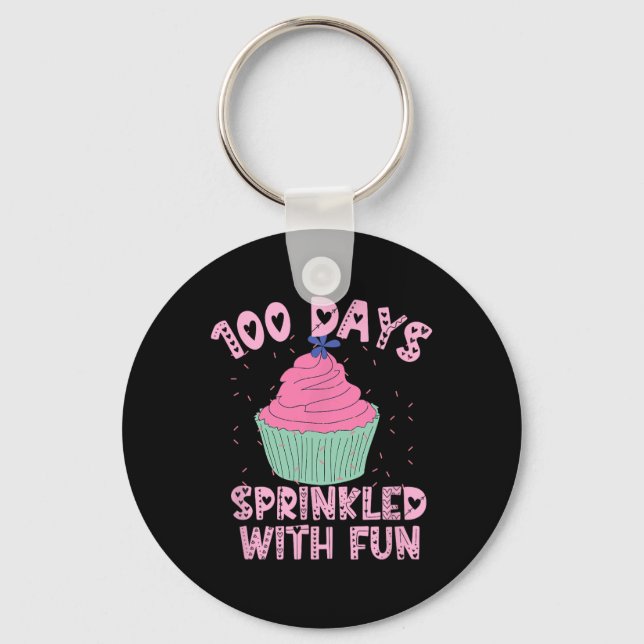 100 dagar Sprinklad med Roligt Cupkaka 100:e dagen Nyckelring (Framsida)