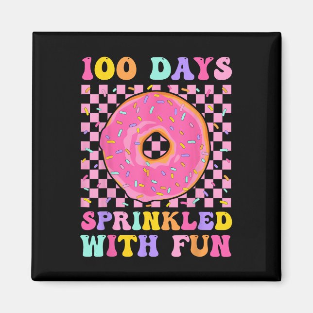 100 dagar Sprinklad med Roligt Donut 100: e Sch- d Magnet (Framsidan)