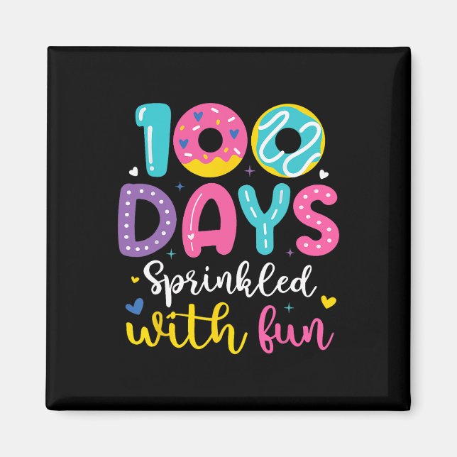 100 dagar Sprinklad med Roligt Donut 100: e Sch- d Magnet (Framsidan)