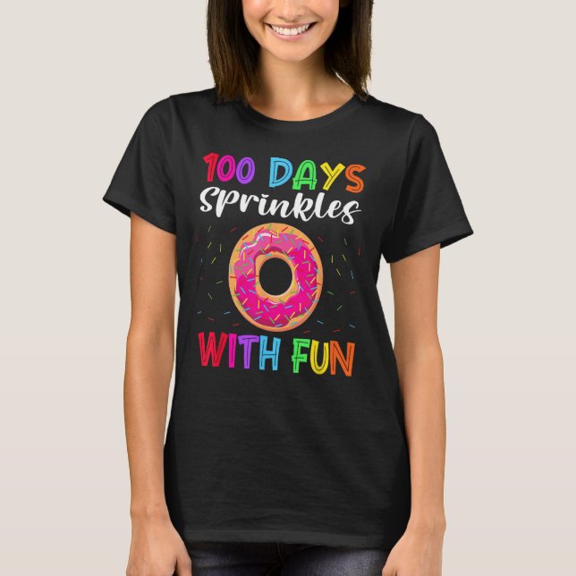 100 dagar Sprinklad med Roligt Donut 100: e Sch-da T Shirt (Framsida)