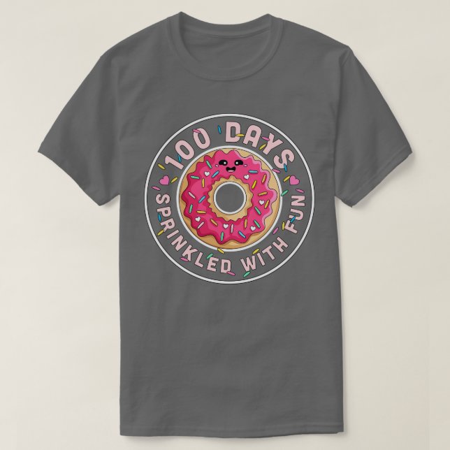 100 dagar Sprinklad med Roligt Donut Kids 100 daga T Shirt (Design framsida)