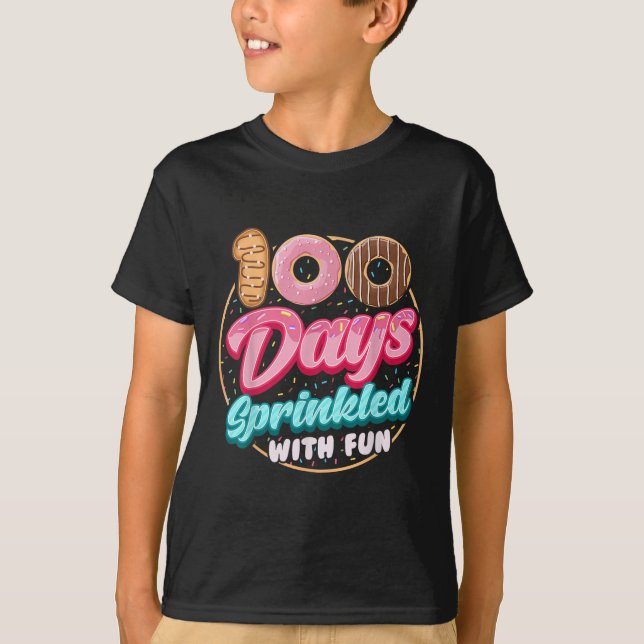 100 dagar Sprinklad med Roligt Donuts 100 dagar fö T Shirt (Framsida)
