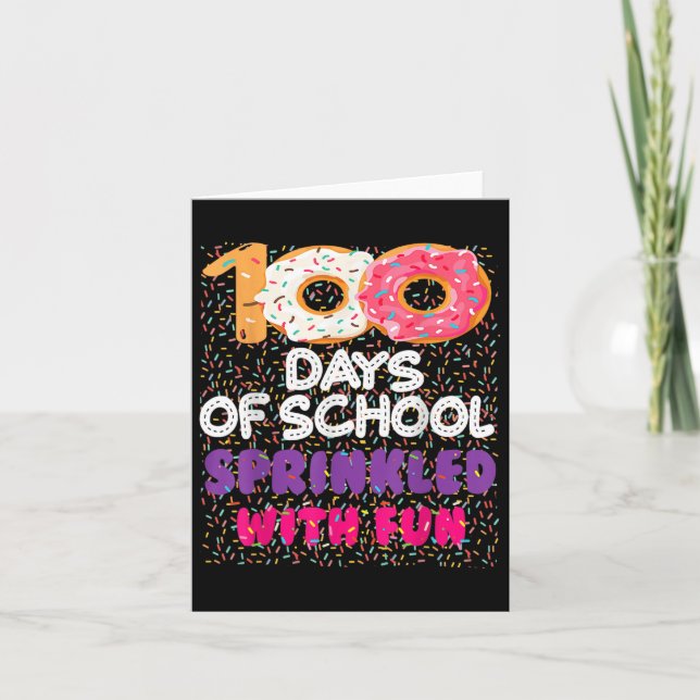 100 dagar sprinklad med Roligt Donuts Lycklig 100  Kort (Framsida)