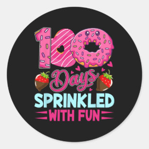 100 dagar sprinklad med Roligt flickor barn 100 da Runt Klistermärke