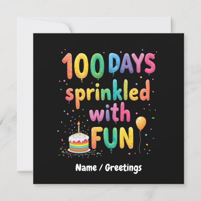 100 dagar Sprinkled med Roligt Celebrate School Jo Inbjudningar (Framsida)