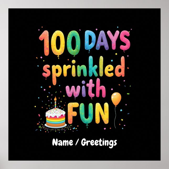 100 dagar Sprinkled med Roligt Celebrate School Jo Poster (Framsidan)