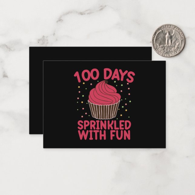 100 dagar strödda med kul Cupcake Skol Flicka  Anteckningskort (Fram/Back In Situ)