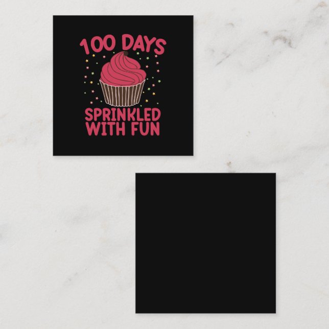 100 dagar strödda med kul Cupcake Skolflicka  Fyrkantigt Visitkort (Fram/baksida)