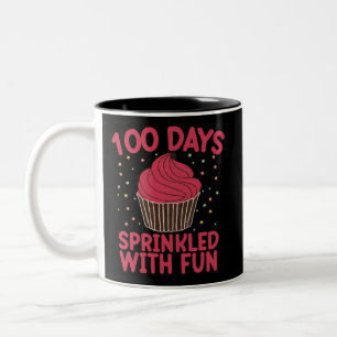 100 dagar strödda med kul Cupcake Skolflicka Två-Tonad Mugg