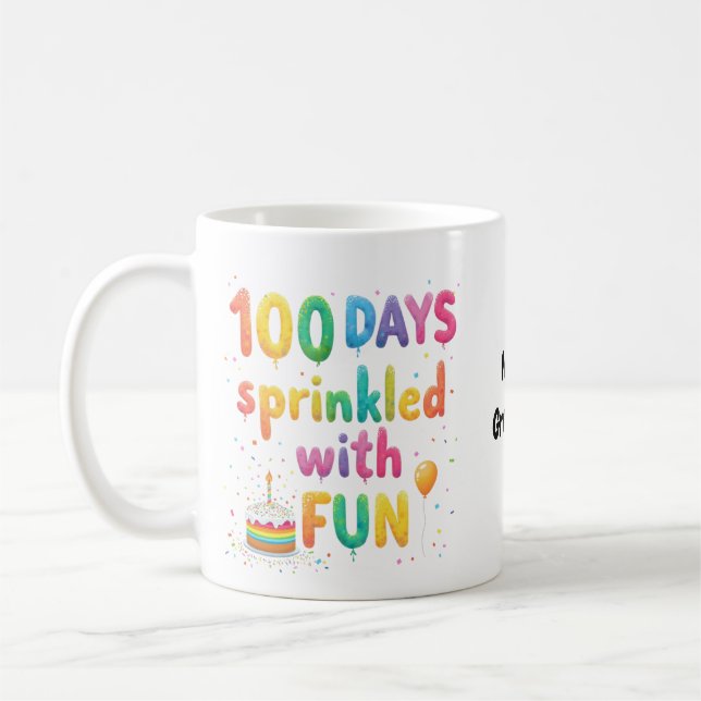 100 dagar strödda med kul firande skollust kaffemugg (Vänster)
