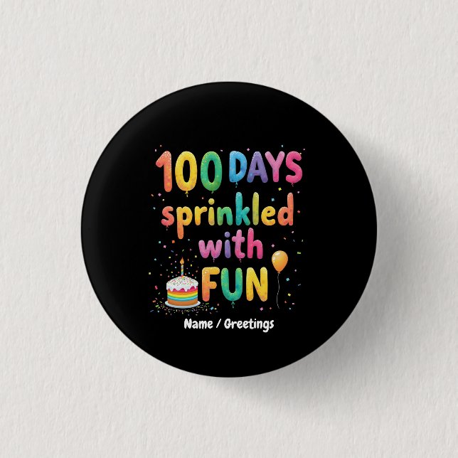 100 dagar strödda med kul firande skollust knapp (Framsida)