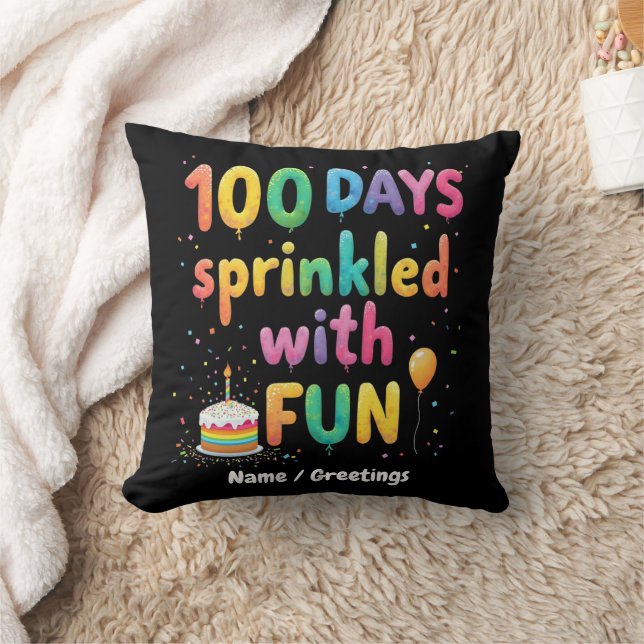 100 dagar strödda med kul firande skollust kudde (Filt)