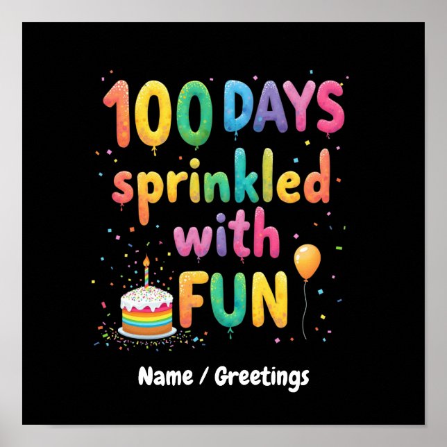 100 dagar strödda med kul firande skollust poster (Framsidan)
