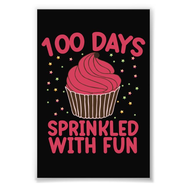 100 dagar strödda med rolig Cupcake skol flicka Fototryck (Framsidan)