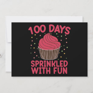 100 dagar strödda med rolig Cupcake skol flicka  Inbjudningar