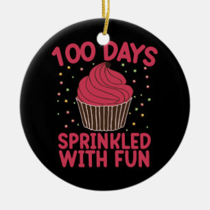 100 dagar strödda med rolig Cupcake skol flicka  Julgransprydnad Keramik
