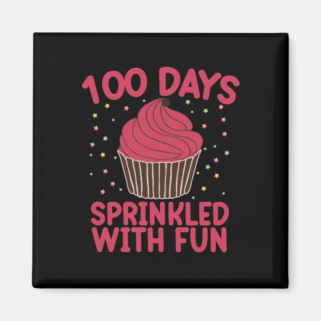 100 dagar strödda med rolig Cupcake skol flicka  Magnet (Framsidan)