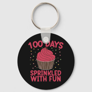 100 dagar strödda med rolig Cupcake skol flicka Nyckelring