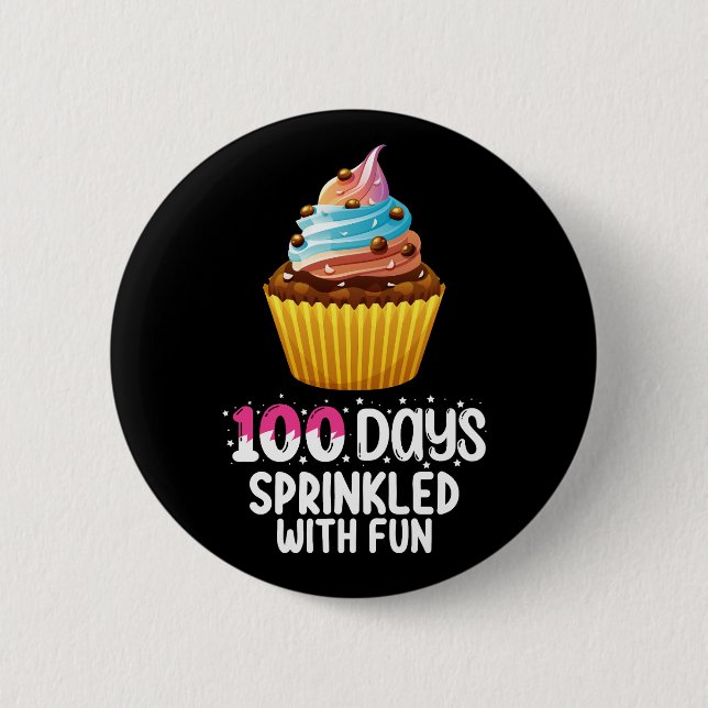 100 dagar strödda med rolig Cupcake skol lärare Knapp (Framsida)