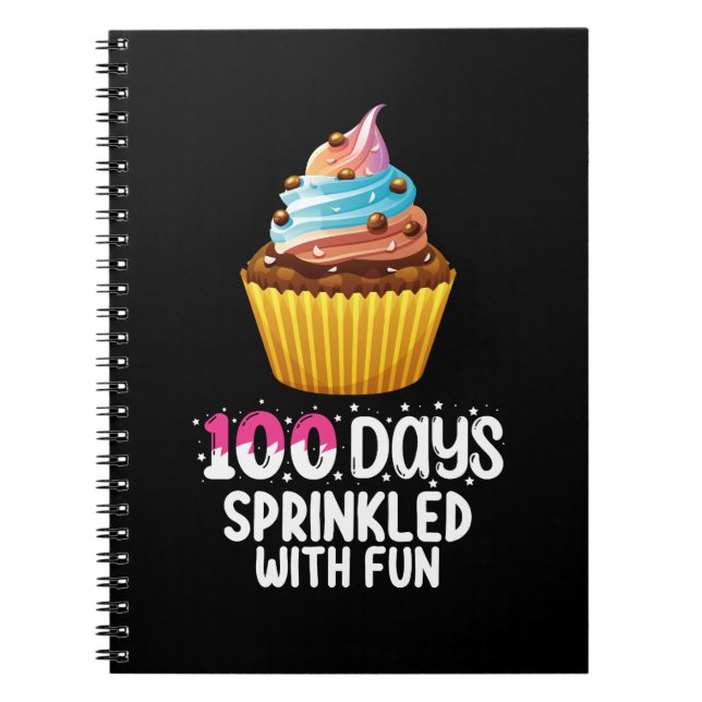 100 dagar strödda med rolig Cupcake skollärare Anteckningsbok (Framsidan)