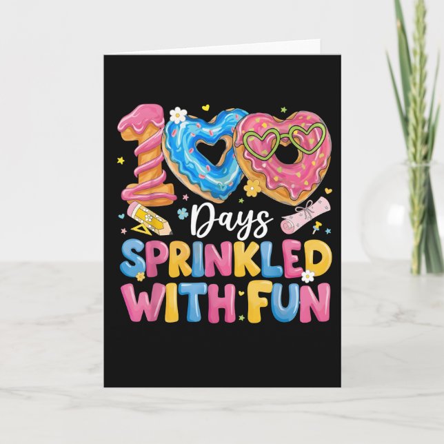 100 dagar strödda med roliga sötisdonuts kort (Framsida)