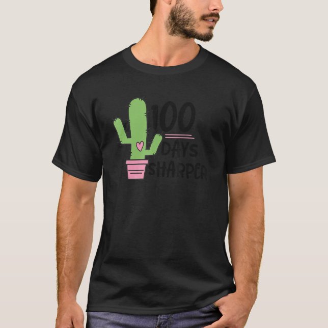 100 dagar Vassare Cactus Teacher Lycklig 100 Dag O T Shirt (Framsida)