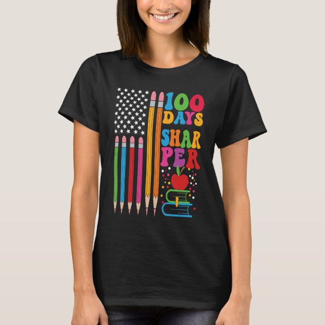 100 dagar Vassare Flagga Lärare Lycklig 100 dagar  T Shirt (Framsida)