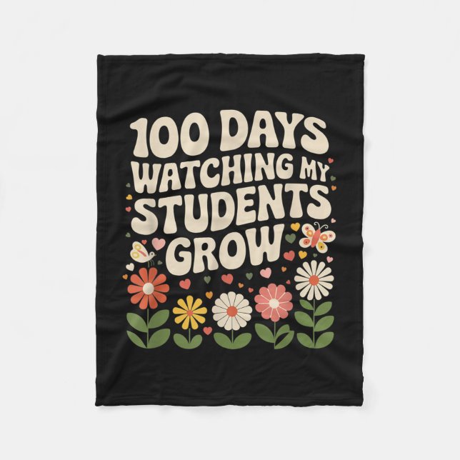 100 dagar växer Boho blommor Lärare 100:e dagen av Fleecefilt (Framsidan)
