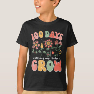 100 dagar växer Boho blommor Lärare 100:e dagen av T Shirt